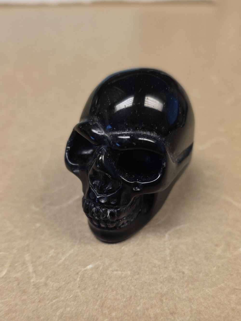 Polished Black Obsidian Skull Decorative Accent